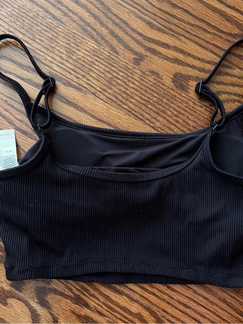 Aerie Black Ribbed Swim Bikini Top. Size xs. Adjustable straps & removable pads - Picture 2 of 2